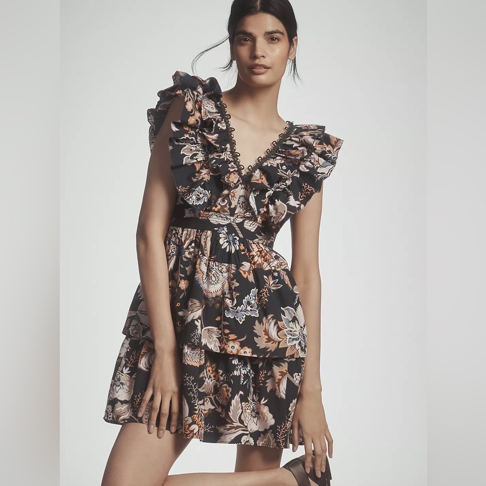 NWT By Anthropologie Sleeveless Ruffled A-Line Mini Dress